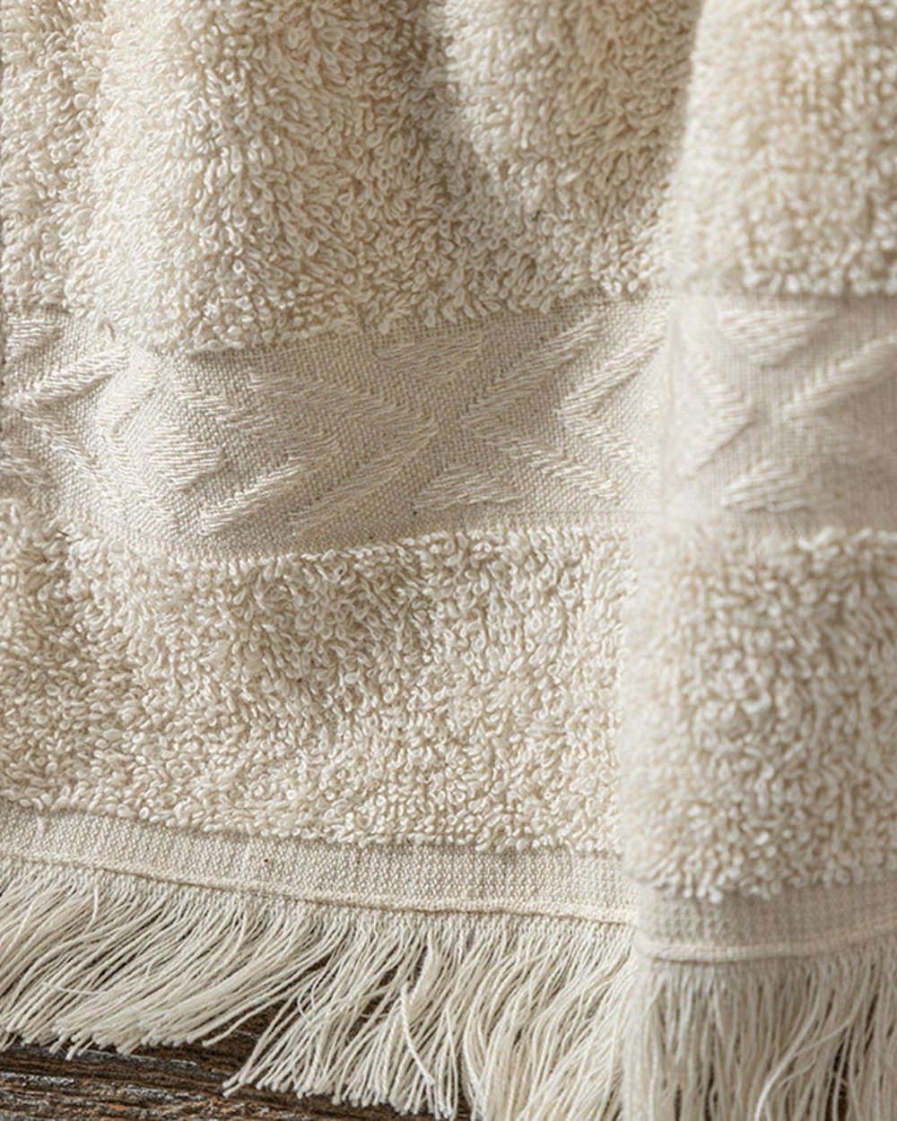 Ethnic Cotton Hand Towel 30x40 cm Beige