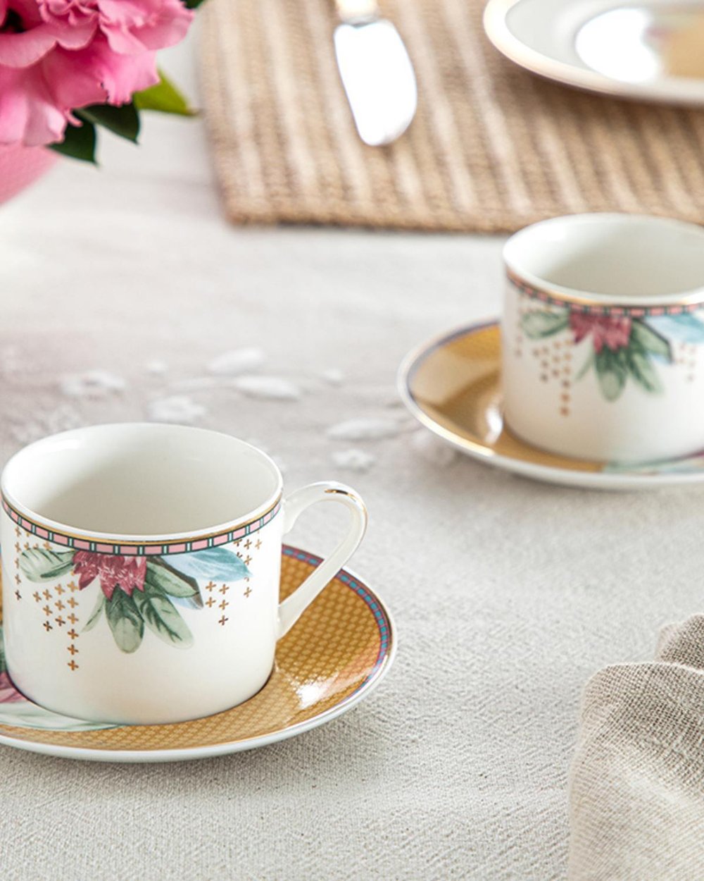 Protea New Bone China 4 Parça 2 Kişilik Coffee Cup Set 80 ml Mustard