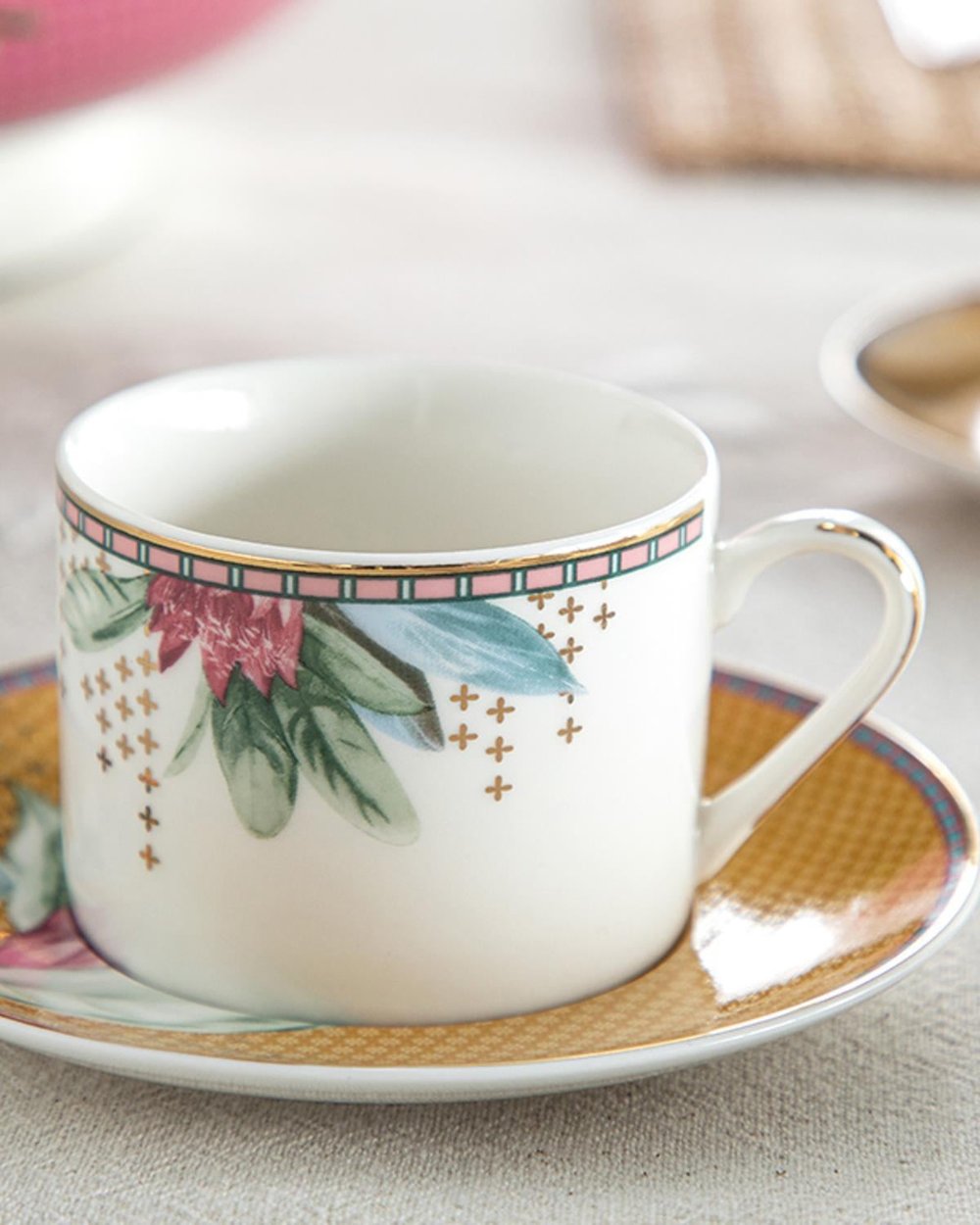 Protea New Bone China 4 Parça 2 Kişilik Coffee Cup Set 80 ml Mustard