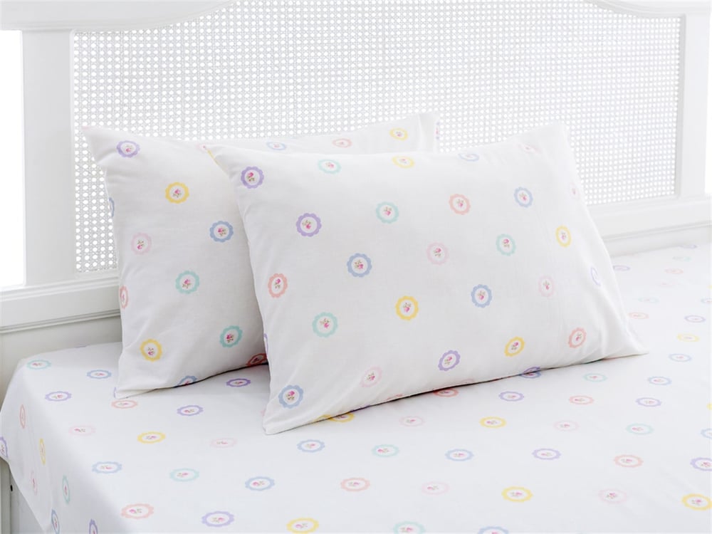 Puncte de flori Cu Bumbac Single Cearșaf 160x240 cm Roz