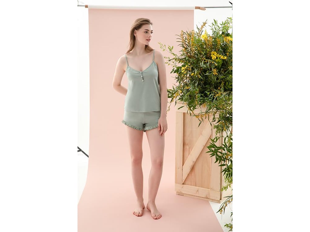Pure Basic Set De Pijamale Damă, Viscoză, M, Crem - Verde