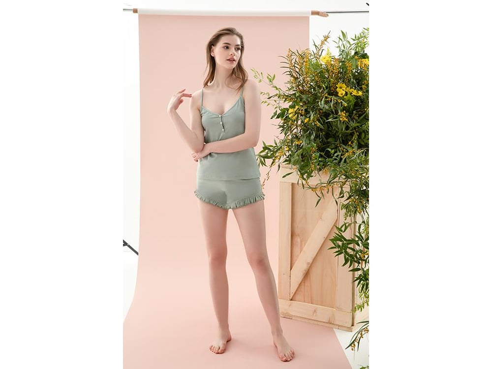 Pure Basic Set De Pijamale Damă, Viscoză, M, Crem - Verde