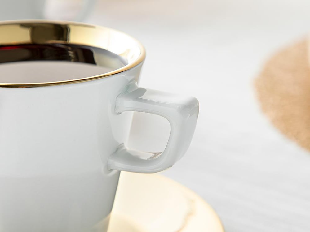 Rako Porcelain 4 Parça 2 Kişilik Tea Cup Set 180 ml Gold