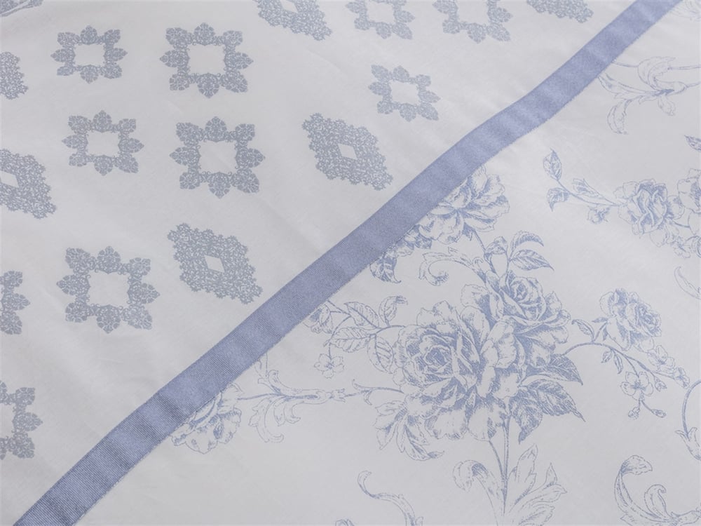 Rambler Rose Cu Bumbac Single Lenjerie De Pat 160x220 cm Albastru