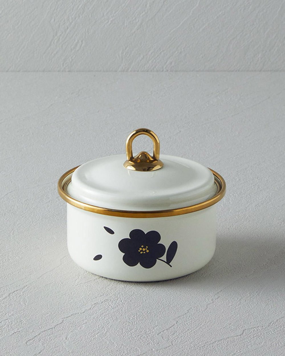 Recipient condimente cu capac, Bohemia, email, 11x6 cm, crem