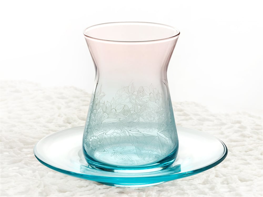 Rio Glass 12 Pieces Tea Set 132 ml Light Blue