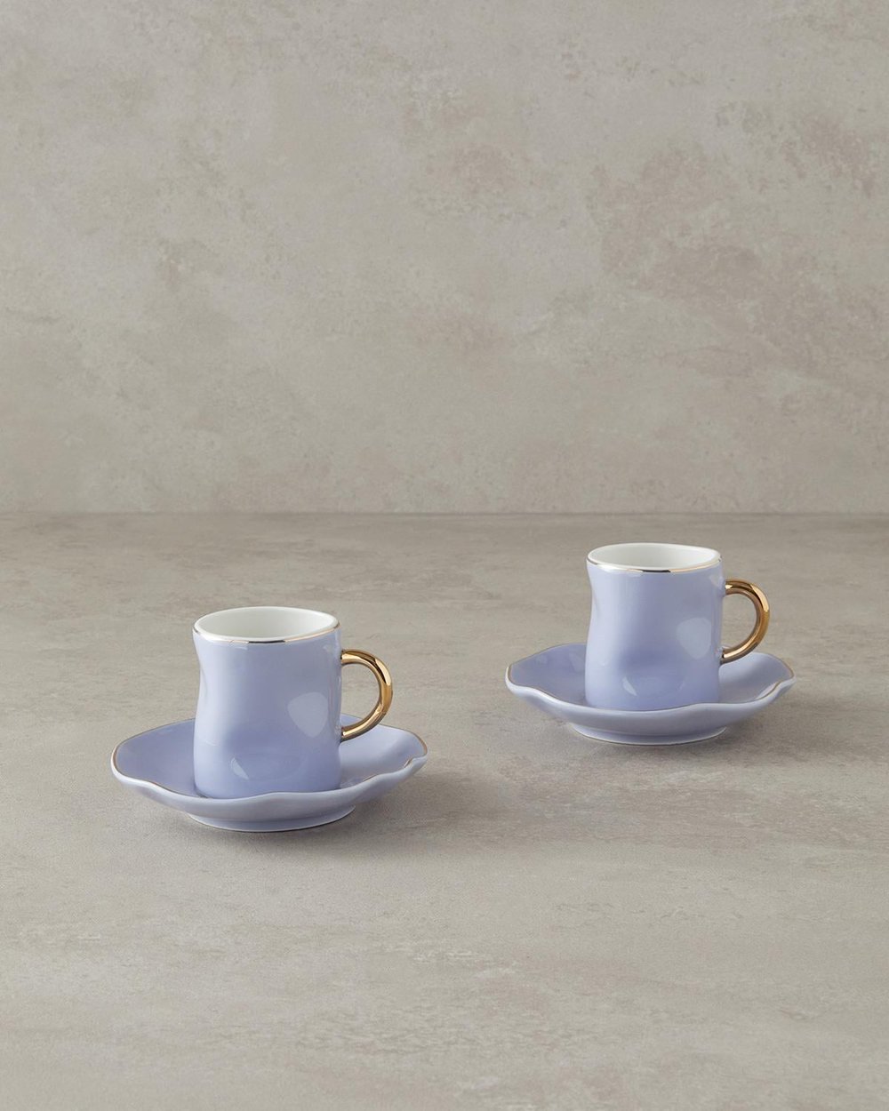 Rolly Porțelan New Bone China 4 Piese 2 Persoane Set De Cești De Cafea 90 ml Lila