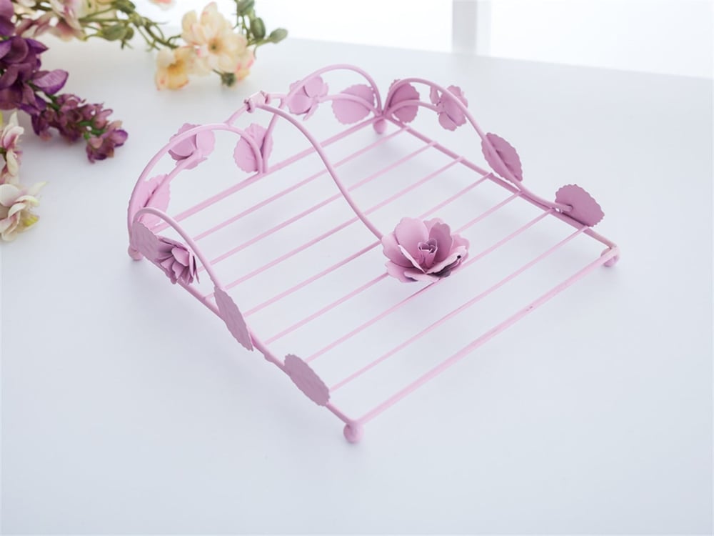 Romia Wrought Sheet Napkin Holder 22.0x21.0x6.5 cm Pınk