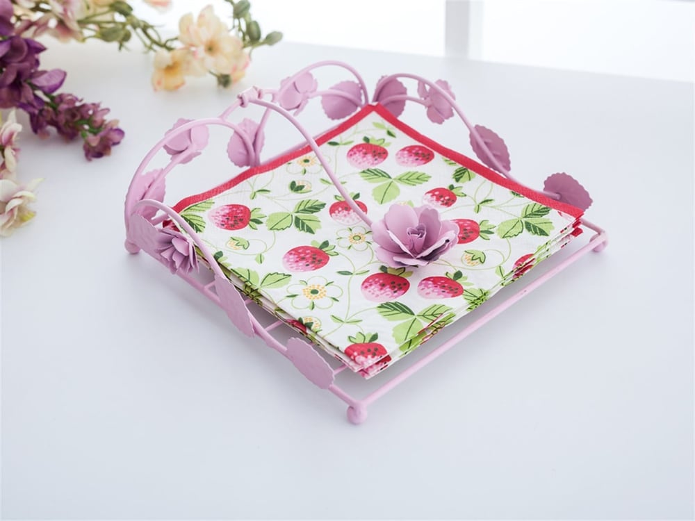 Romia Wrought Sheet Napkin Holder 22.0x21.0x6.5 cm Pınk