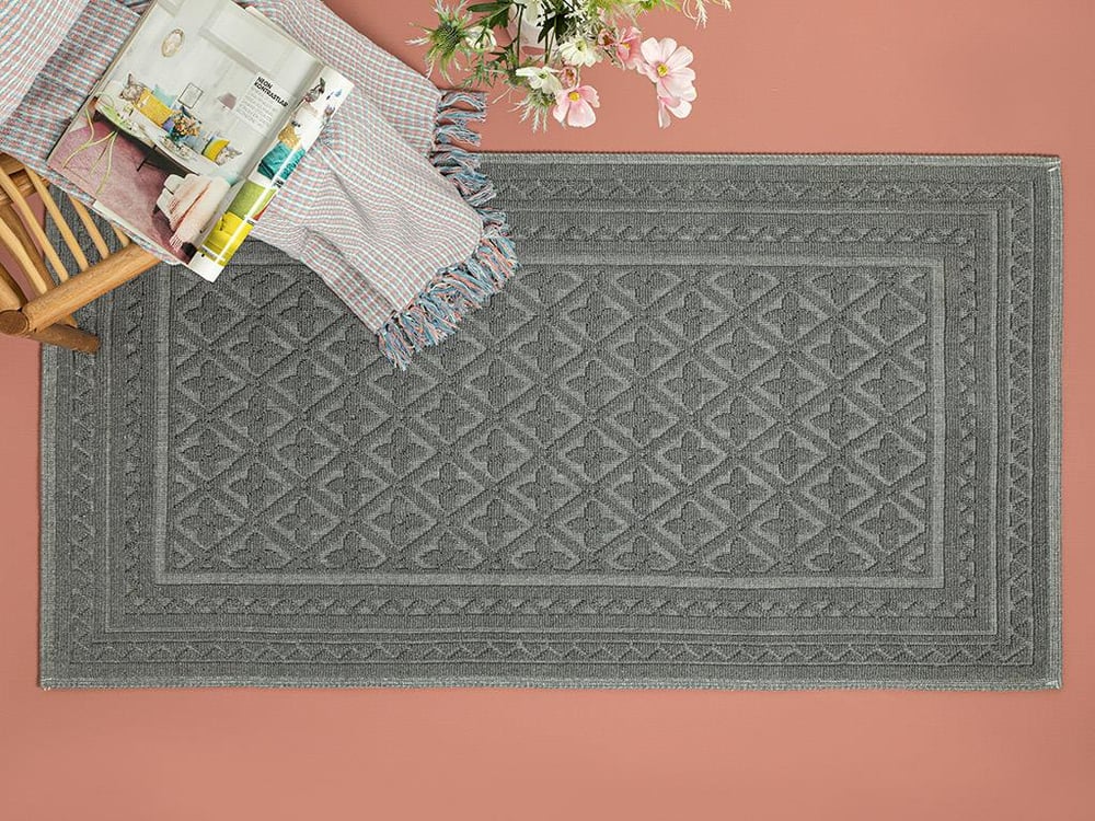 Covor buclat, Ronita, 80x150 cm, bumbac, gri