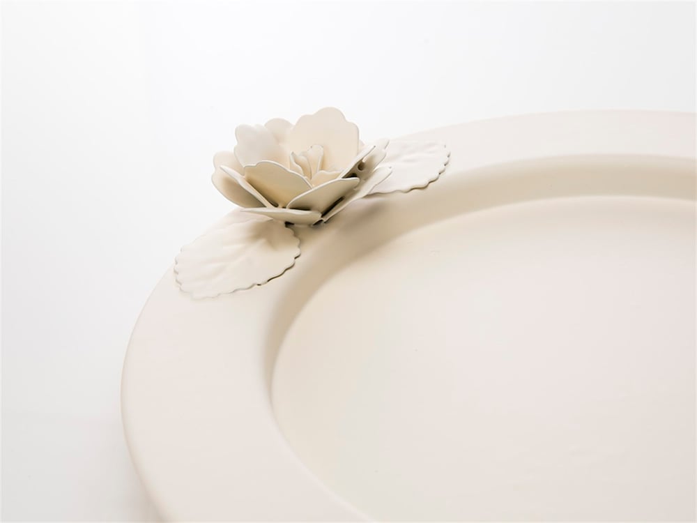 Rose Fier forjat Farfurie Servire 21,3x21x3x4 cm Cream