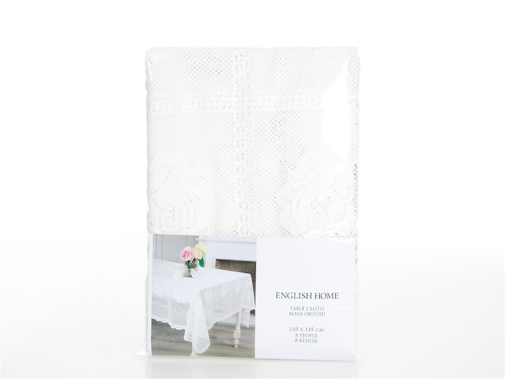 Rosepatch Weaved Table Cloth Ecru