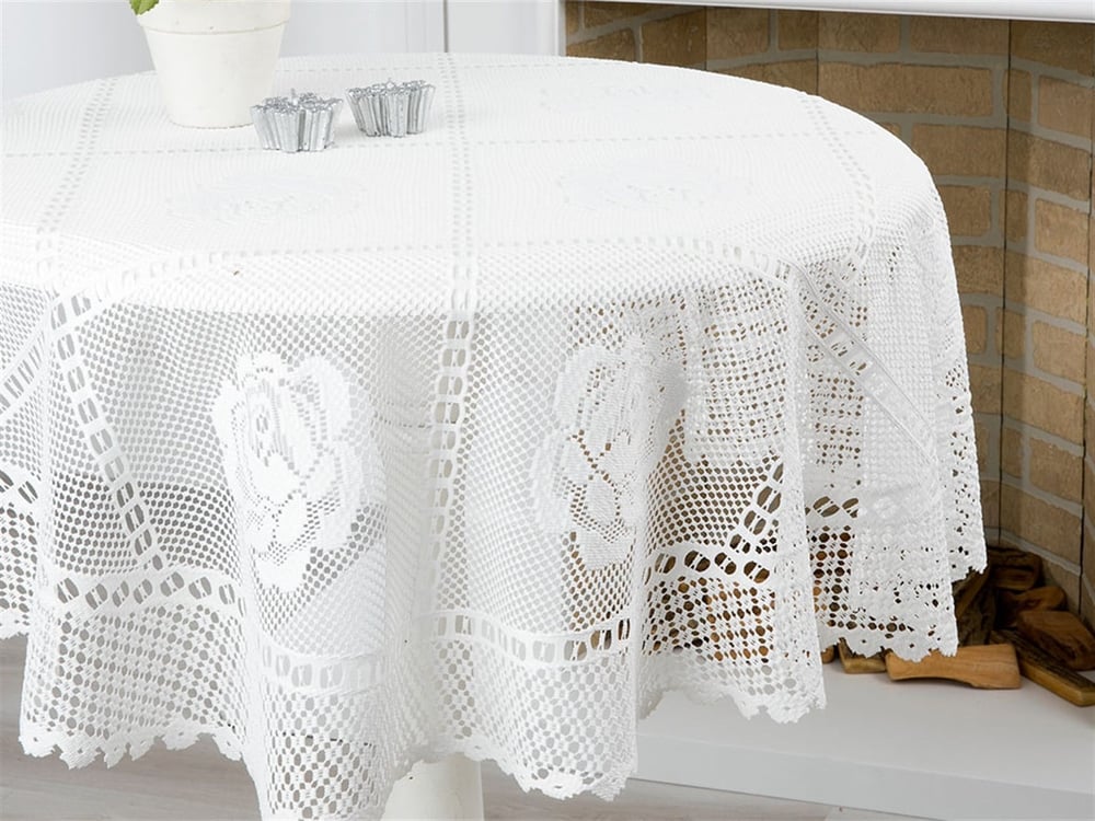Rosepatch Weaved Coffee Table Cover Ecru
