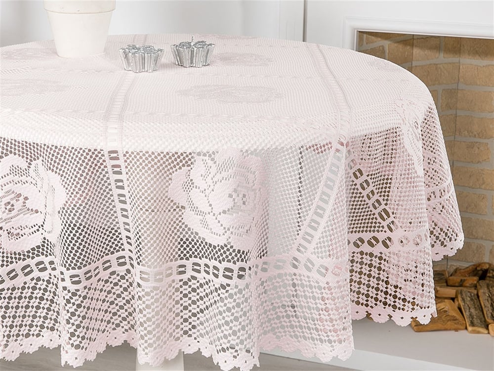 Rosepatch Weaved Coffee Table Cover Pink