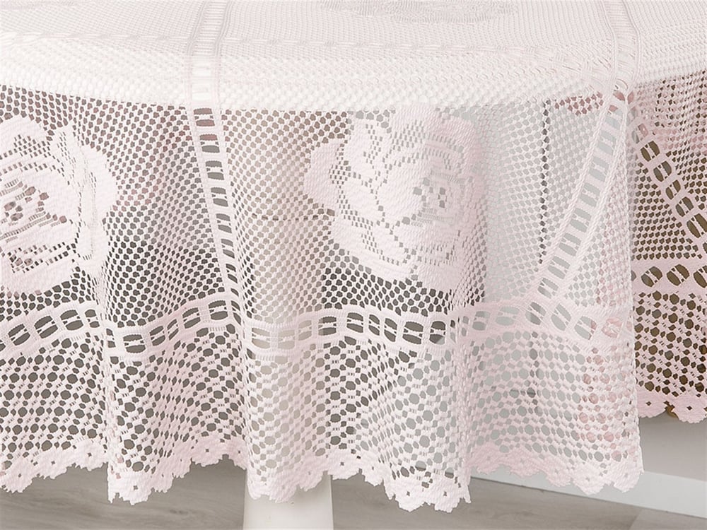 Rosepatch Weaved Coffee Table Cover Pink
