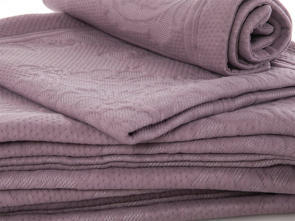 Rosy Damask  Împletitură Persoană dublă  SET CUVERTURĂ DE PAT 240x260 cm Violet