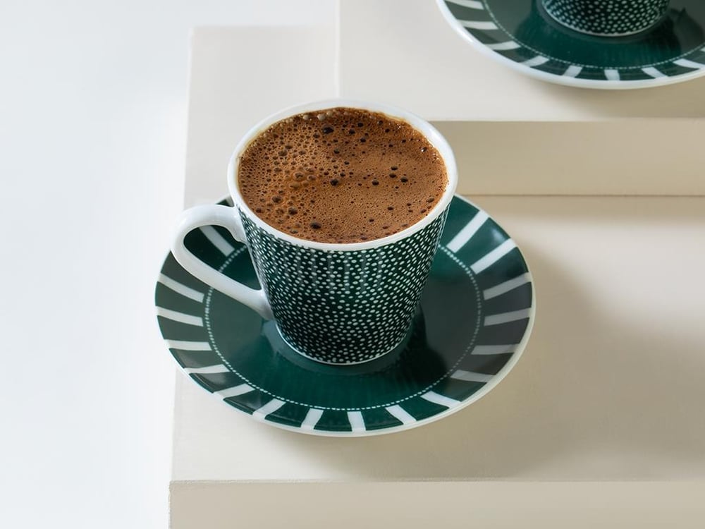 Royalty Porcelain 4 Parça 2 Kişilik Coffee Cup Set 80 ml Green