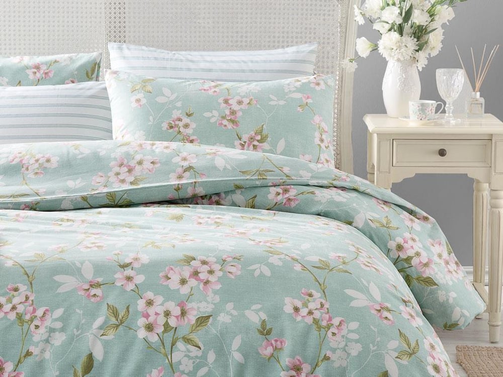 Sakura Zen Cu Bumbac King Size Lenjerie De Pat 240x220 cm Seledon