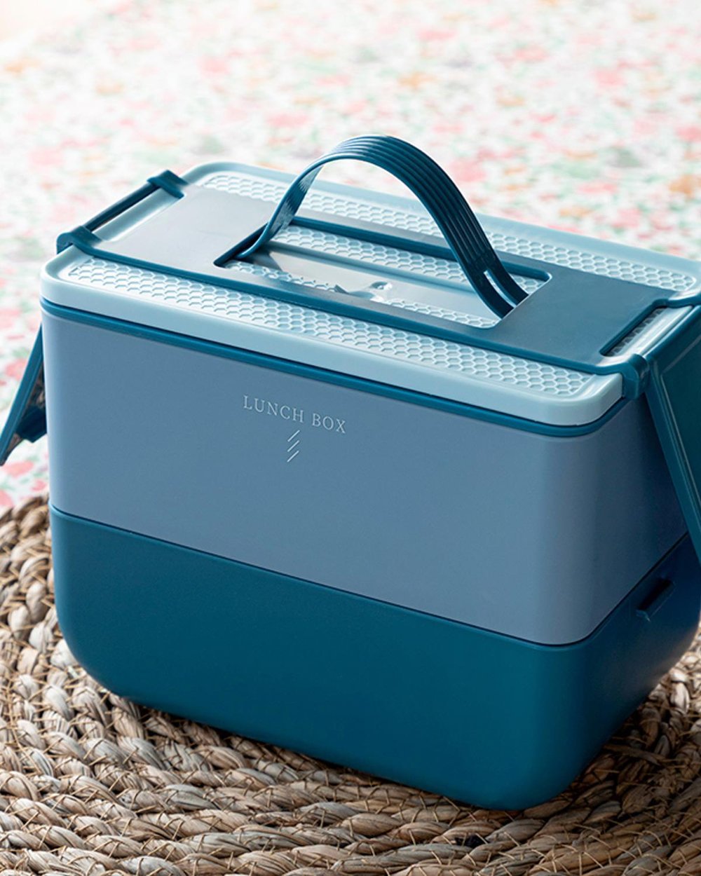 Seana Plastic Two Tier Stacked Lunch Box 18x10x13,2 cm Blue