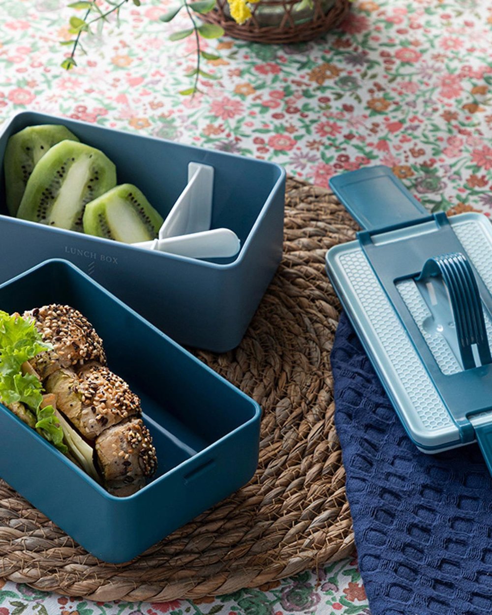 Seana Plastic Two Tier Stacked Lunch Box 18x10x13,2 cm Blue