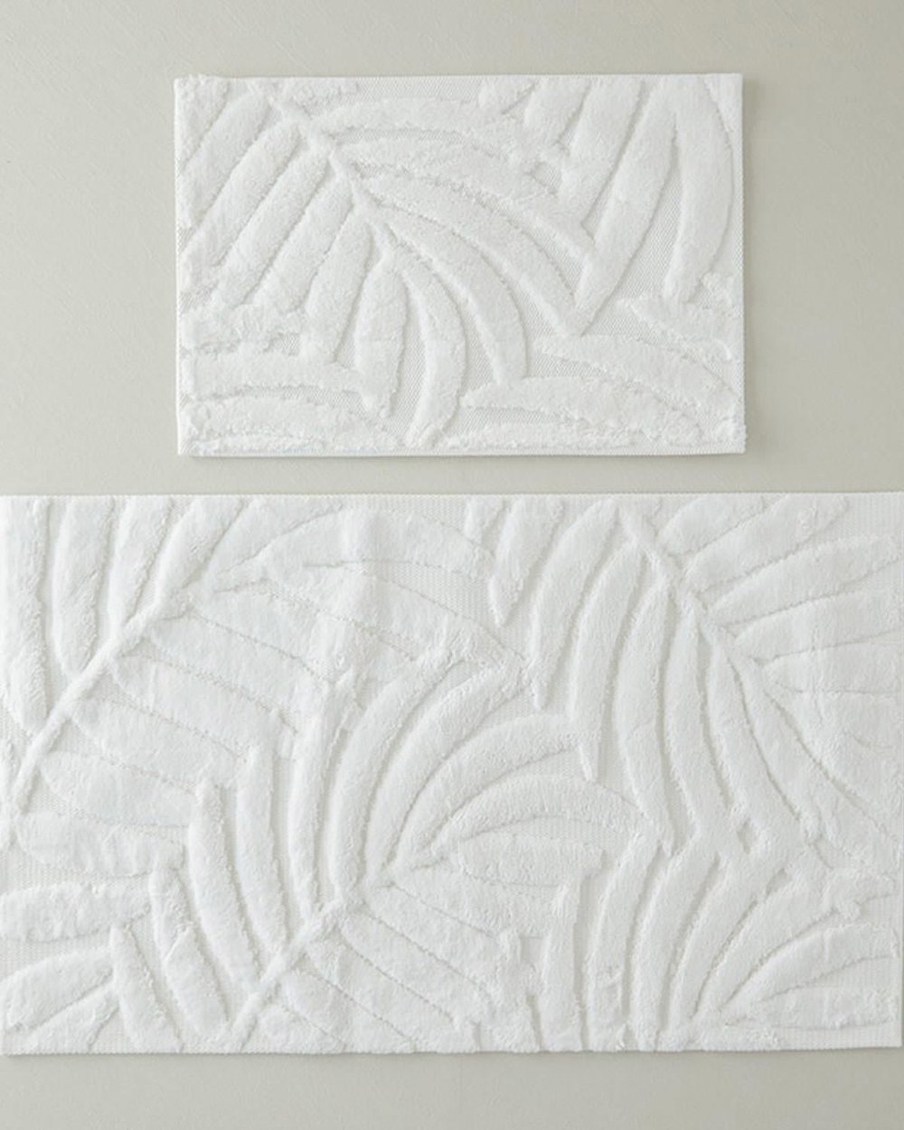 Set 2 covorașe de baie, Leafy Joy, bumbac, 60x100 + 40x60 cm, ecru