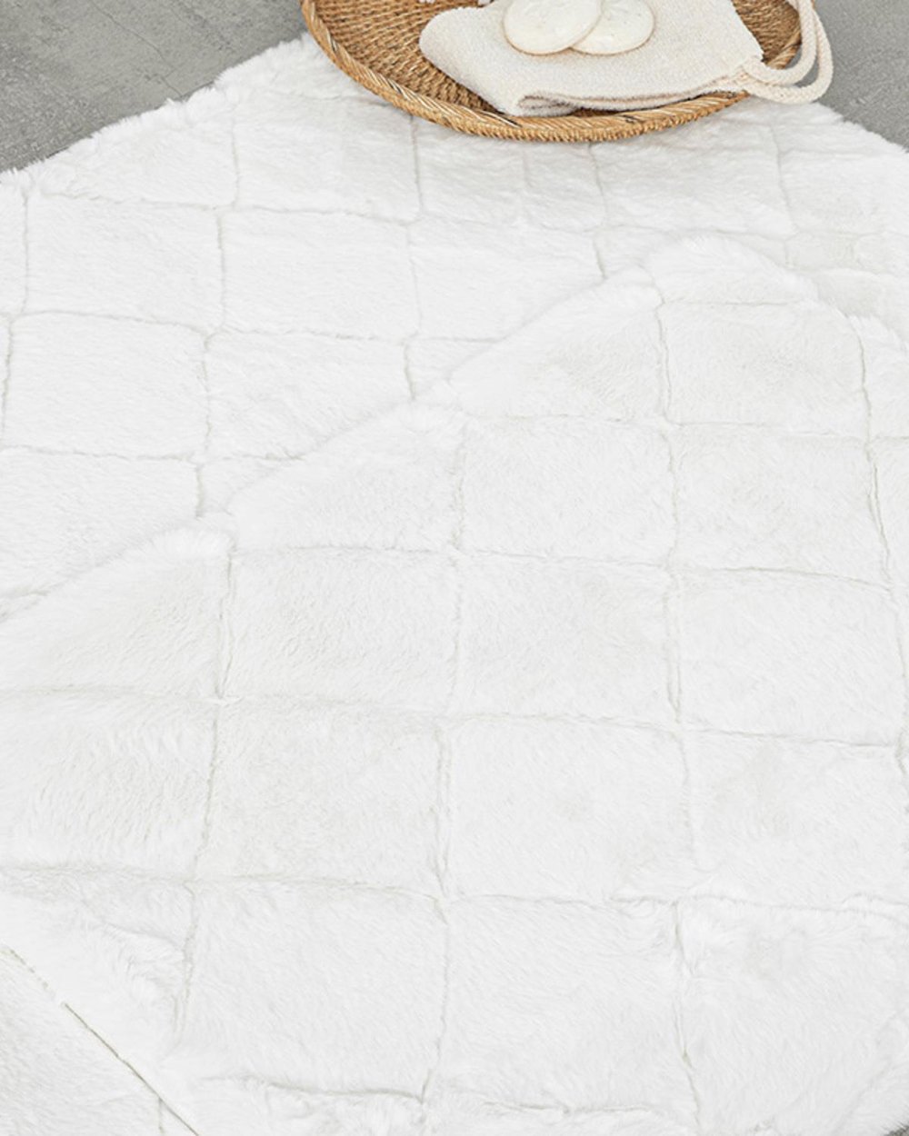 Soft Touch Rabbit Plush Bath Mat Set 60x90 cm+45x60 cm White