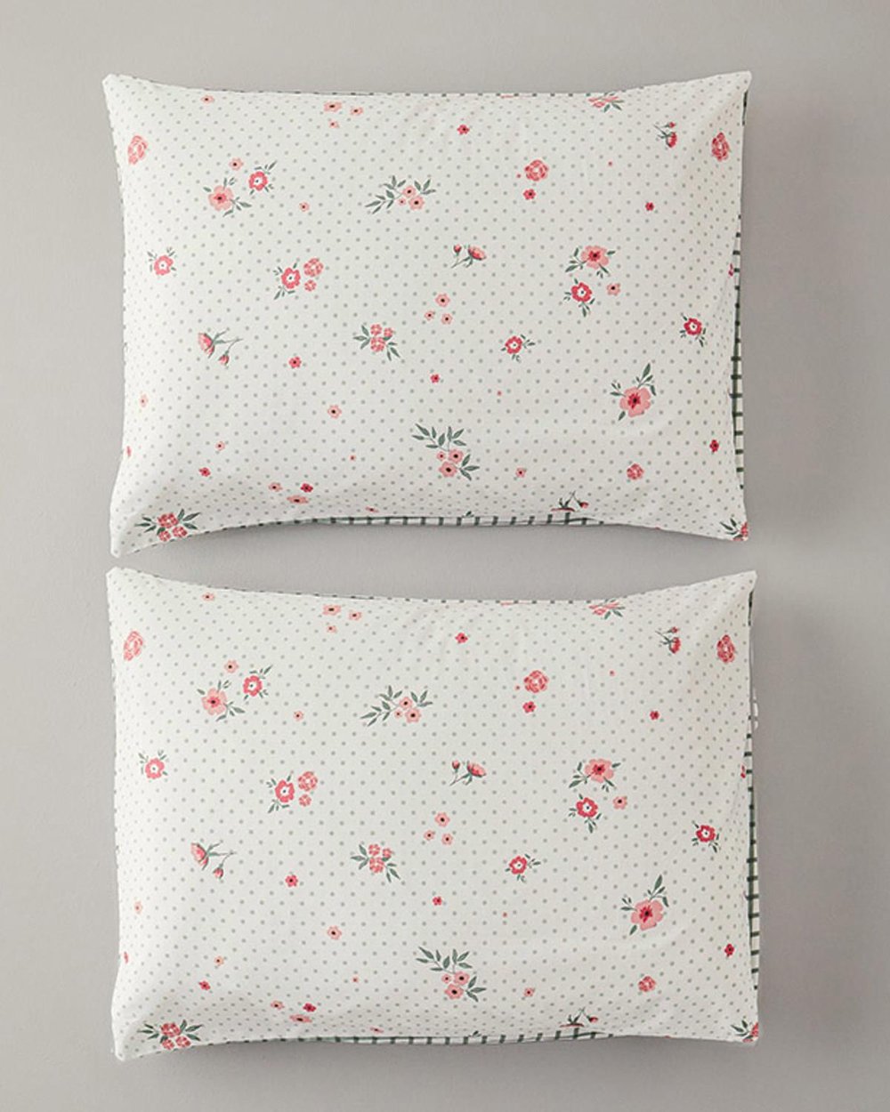 Set 2 fețe de pernă, Bloomy Dots, bumbac, 50x70 cm, roz