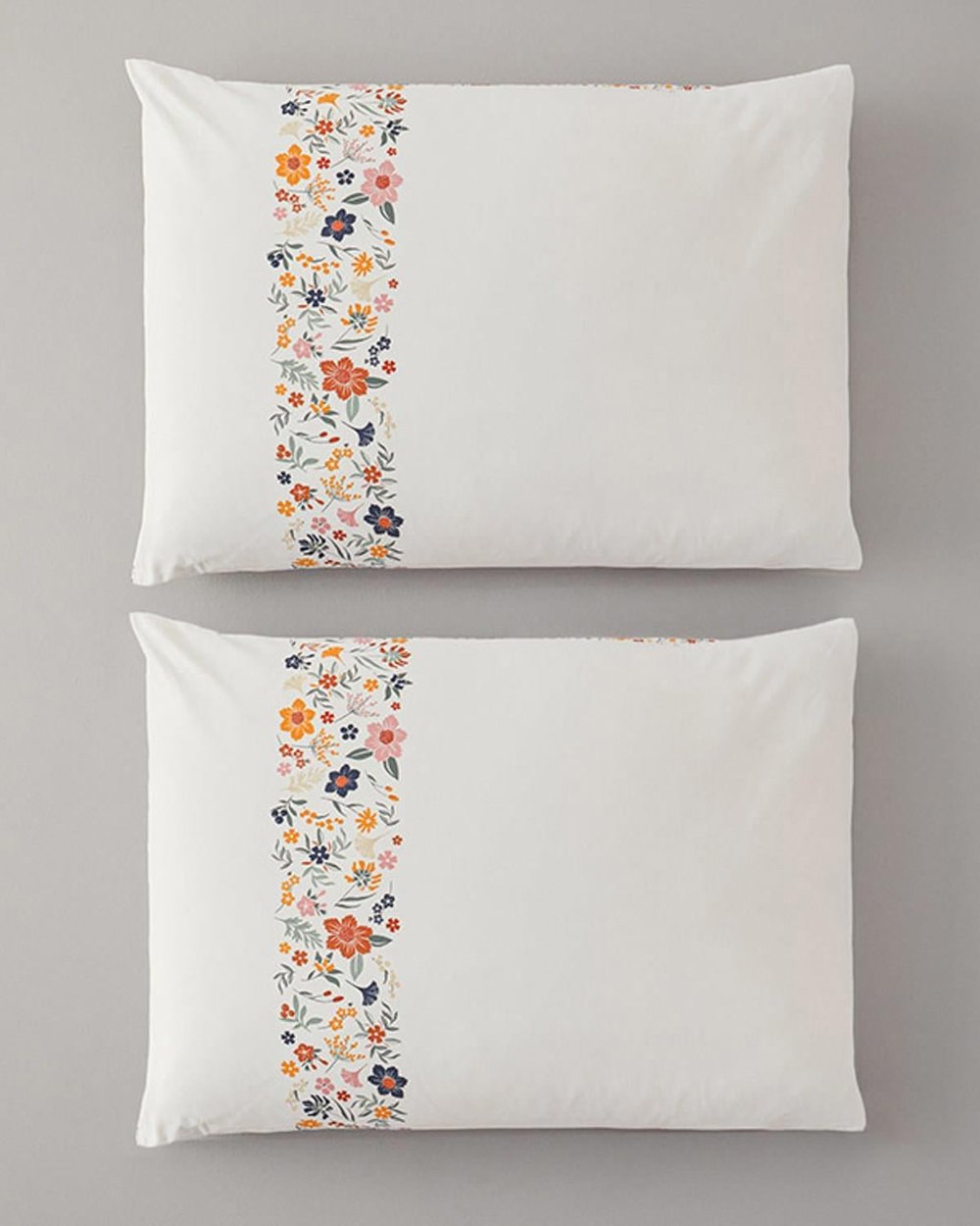 Set 2 fețe de pernă, Bloomy Lines, bumbac, 50x70 cm, galben
