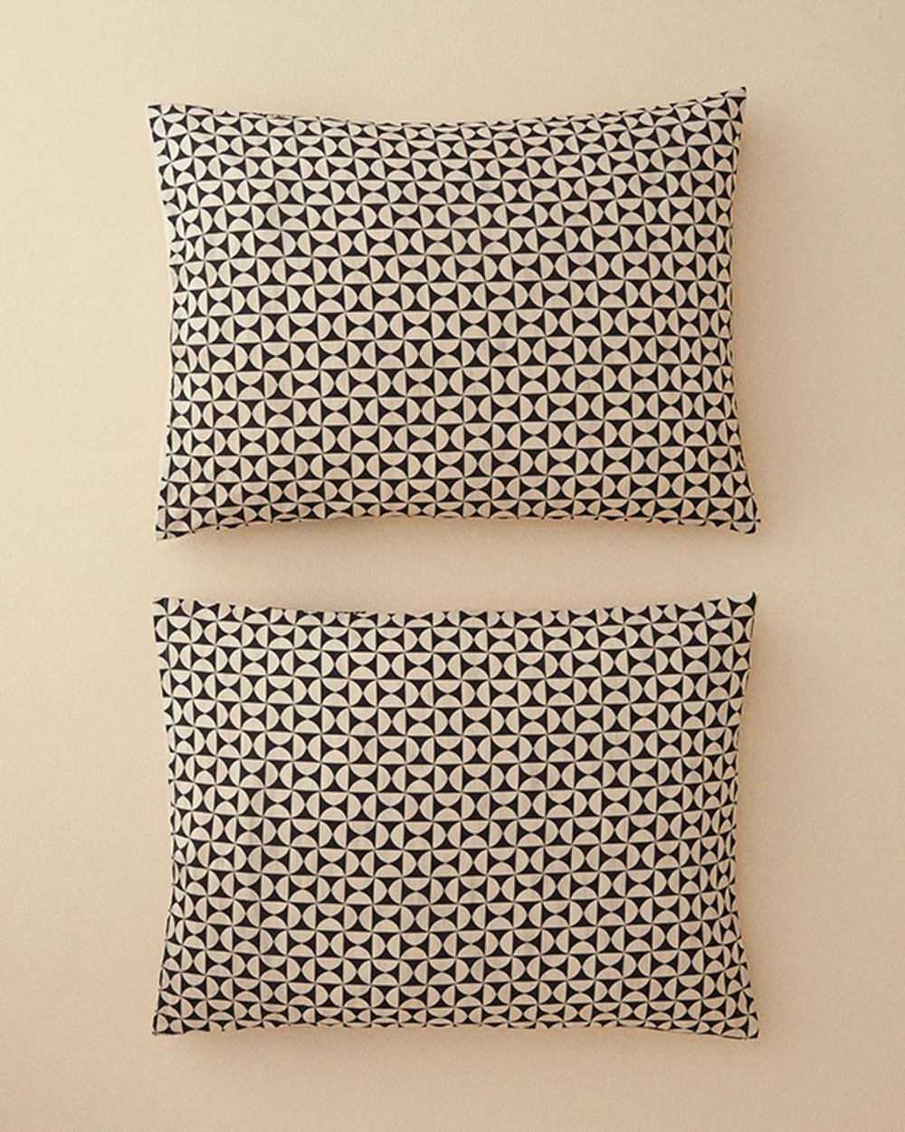 Set 2 fețe de pernă, Geodesic, bumbac-viscoză, 50x70 cm, antracit - verde