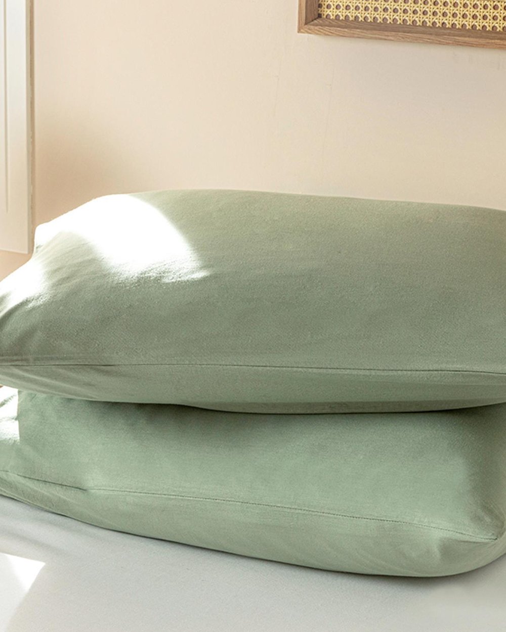 Set 2 fețe de pernă, Straight, bumbac, 50x70 cm, verde