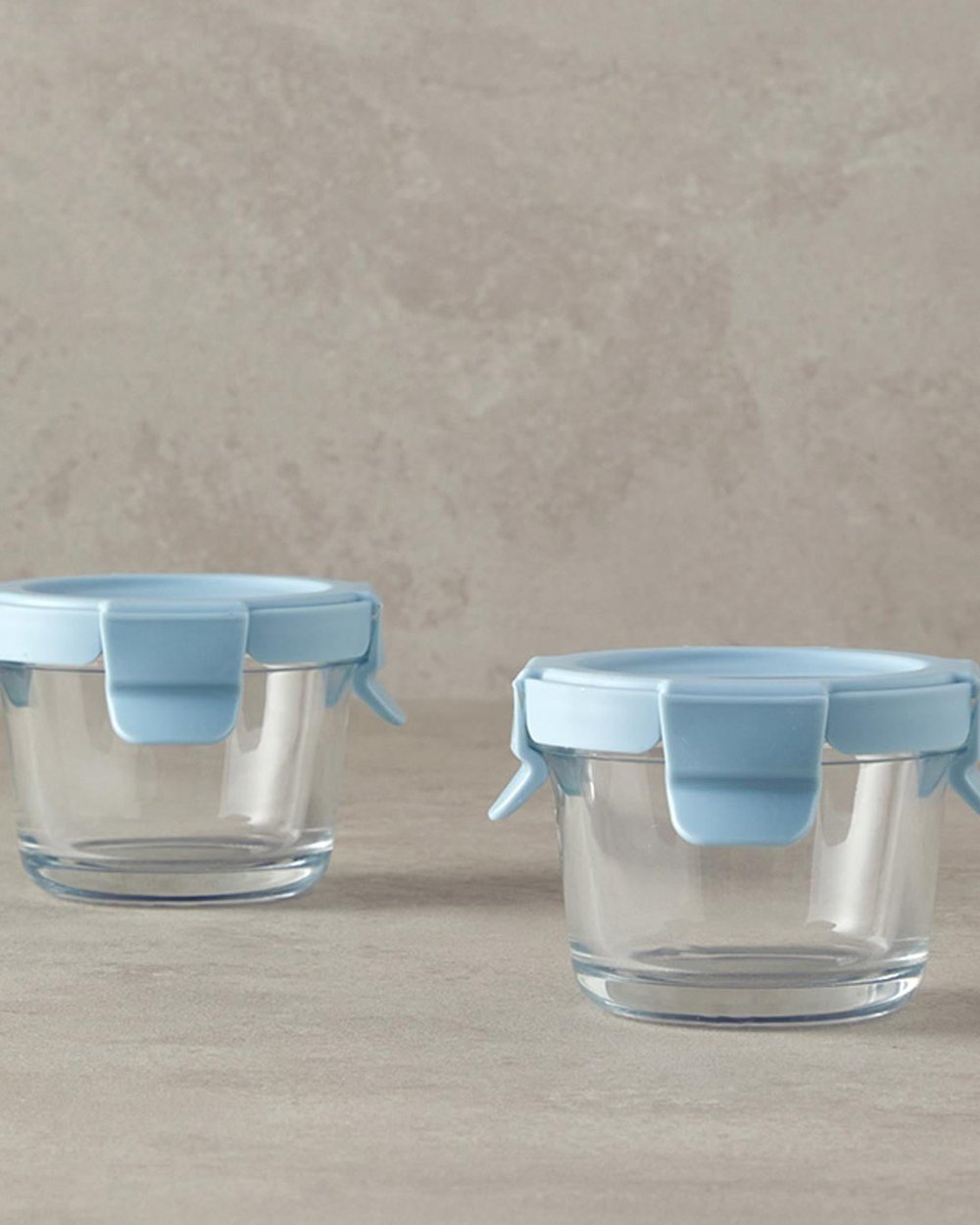Set 2 mini caserole cu capac, Minimo, sticlă, 130 ml, bleu