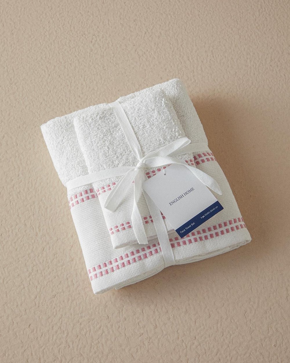 Set 2 prosoape, Lega, bumbac, 50x80+30x45 cm, ecru - roz
