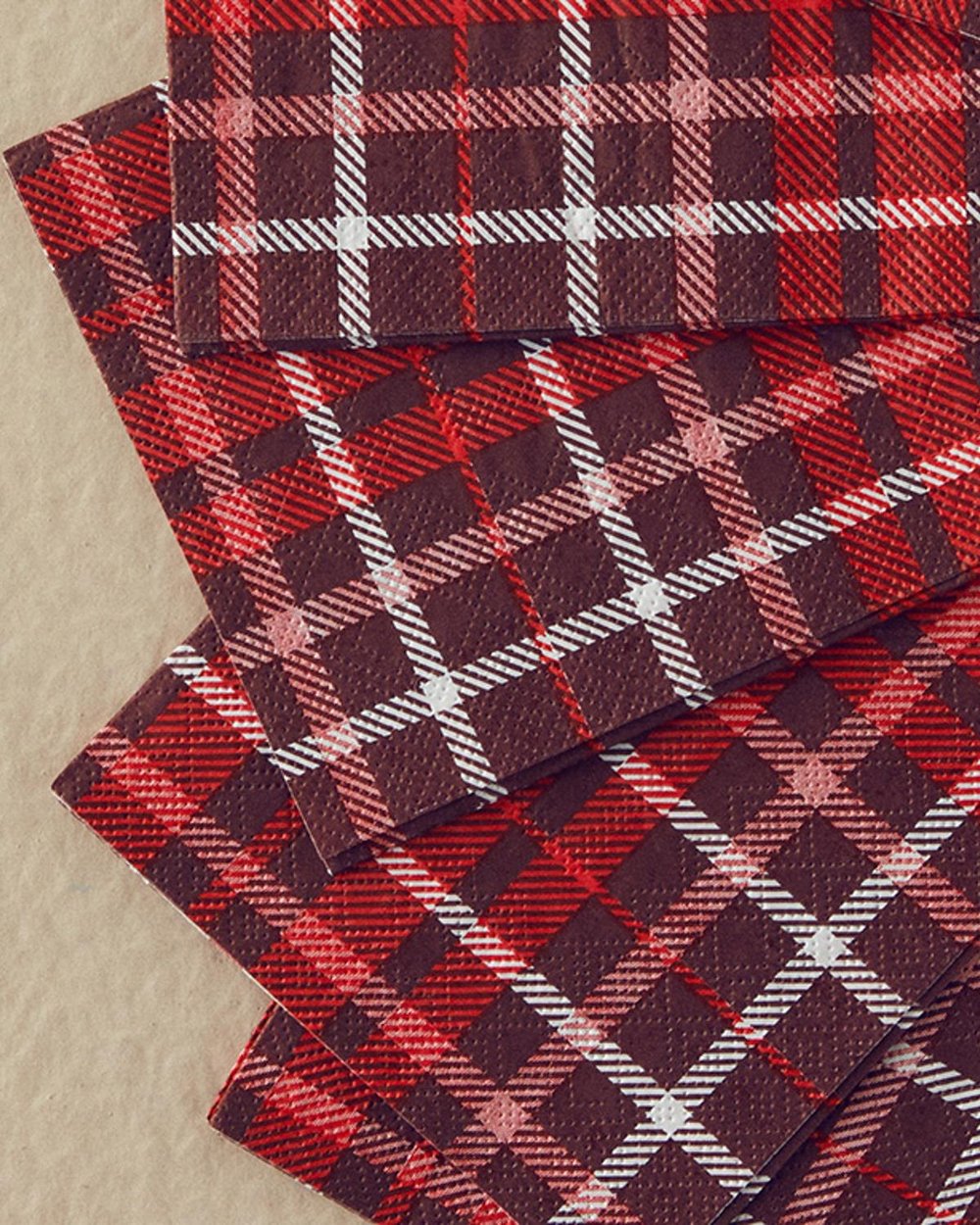Set 20 șervețele, Christmas Plaid, hârtie, 33x40, roșu