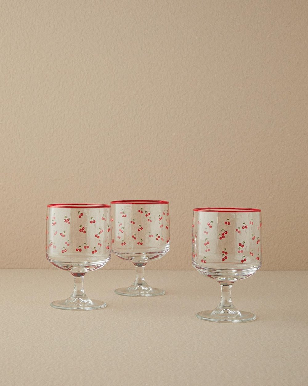Strawberry Glass 3 Set Cup 300 ml Red