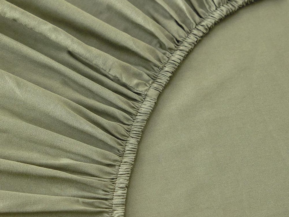 Set cearceaf elastic și fețe de pernă, King size, Plain, bumbac, 180x200 cm/ 50x70 cm, verde închis