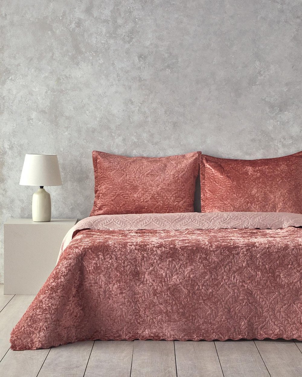 Catifea Dublu Set Cuvertură De Pat 200*220 Cm Trandafir Uscat