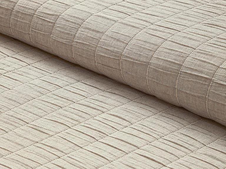 Set cuvertură pat cu față de pernă, pentru o persoană, Cosy Rectangles, bumbac-poliester, 160x240 cm, Bej - crem