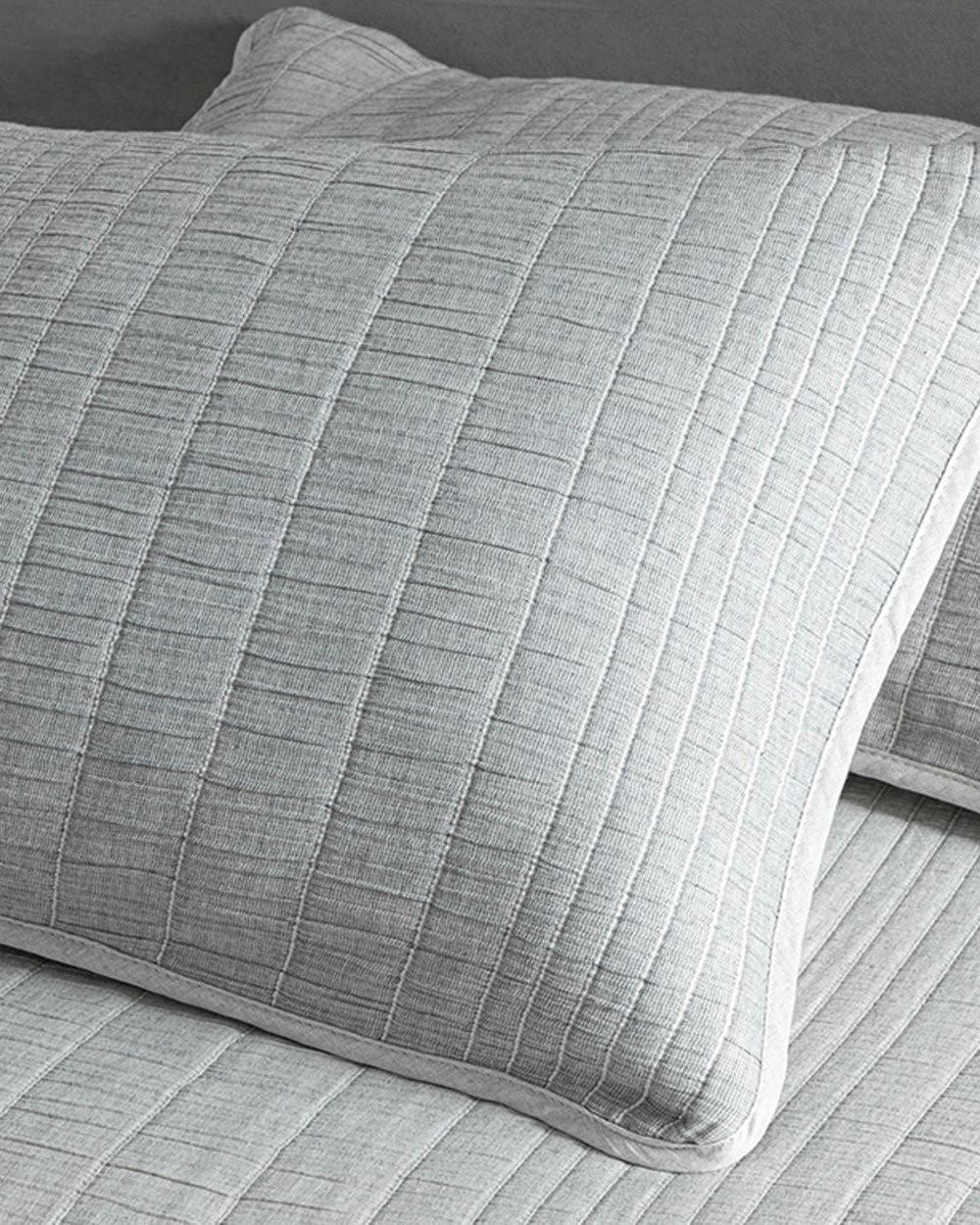 Set cuvertură pat cu față de pernă, pentru o persoană, Cosy Rectangles, bumbac-poliester, 160x240 cm, gri