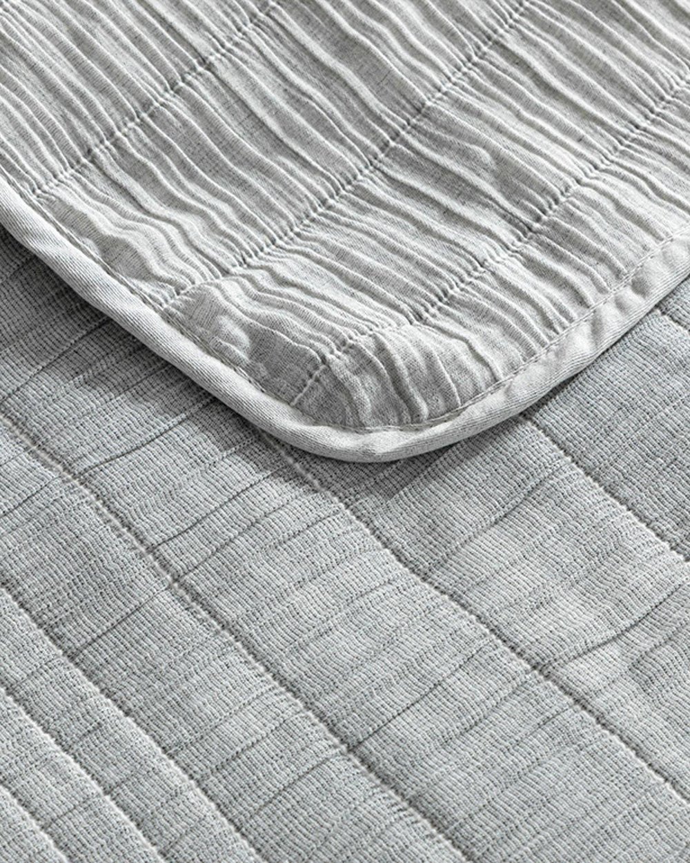 Set cuvertură pat cu față de pernă, pentru o persoană, Cosy Rectangles, bumbac-poliester, 160x240 cm, gri