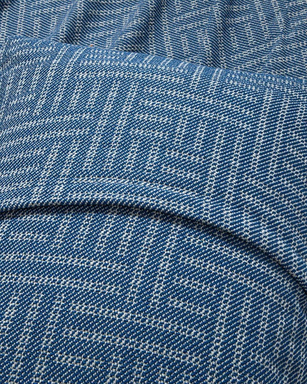 Set cuvertură pat cu fețe de pernă, King size, Check  Lines, bumbac-acril, 240x260 cm, bleumarin