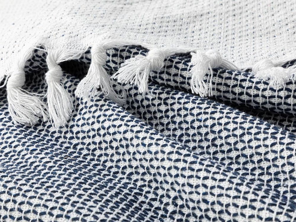 Set cuvertură pat cu fețe de pernă, King size, Dothy, bumbac-acril, 260x280 cm, bleumarin