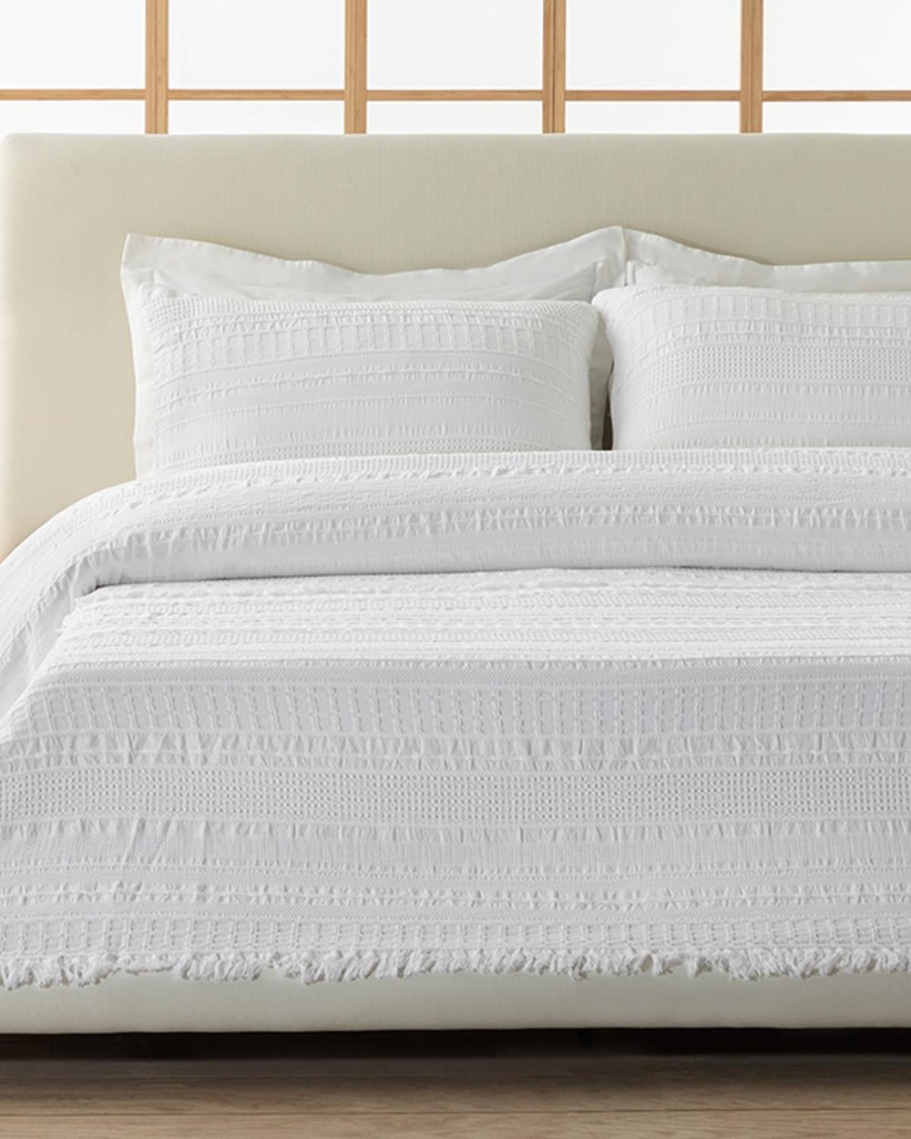 Set cuvertură pat cu fețe de pernă, King size, Levron, bumbac, 220x240 cm, alb