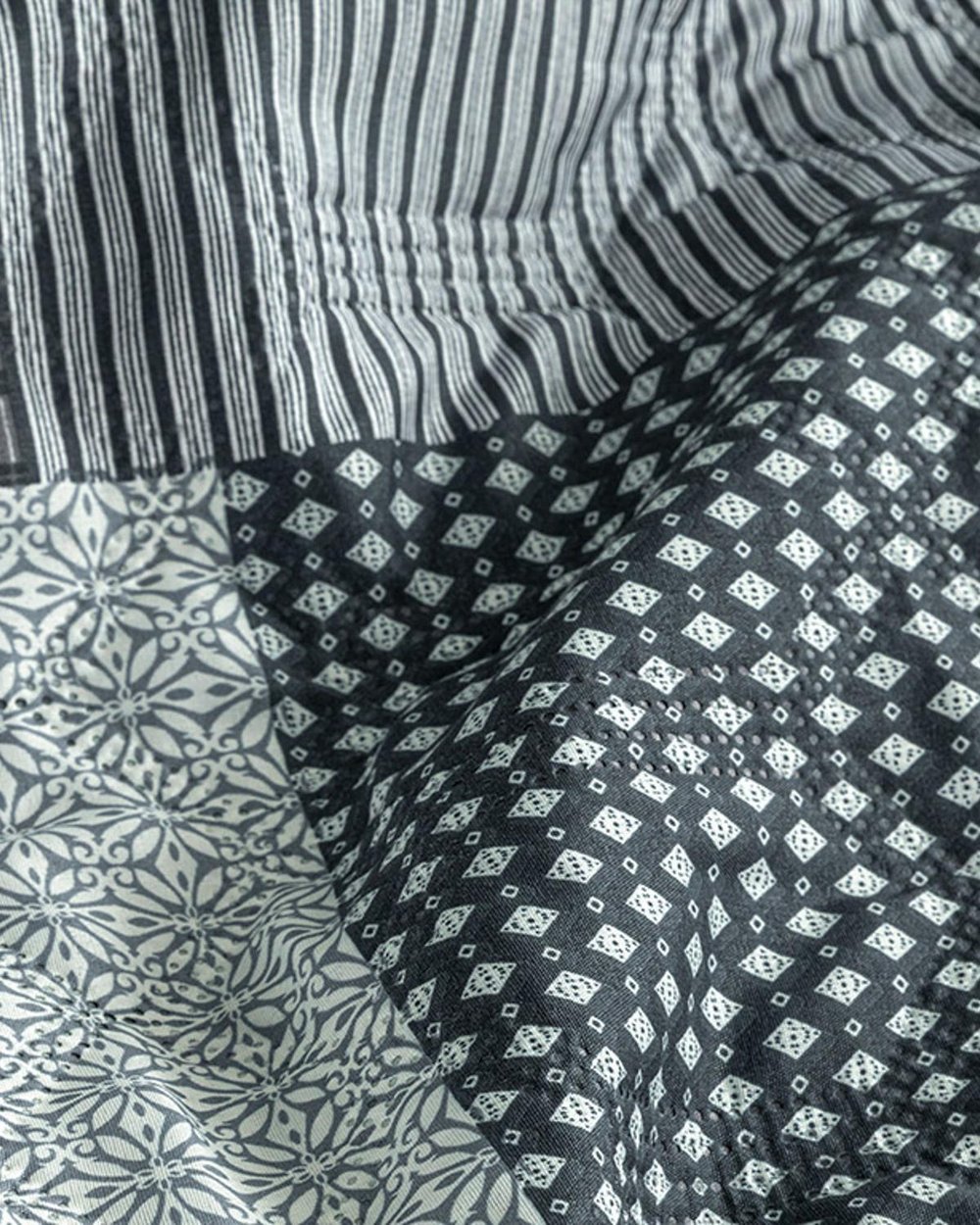 Set cuvertură pat cu fețe de pernă, pentru două persoane, Unique Patch, poliester, 200x220 cm, gri