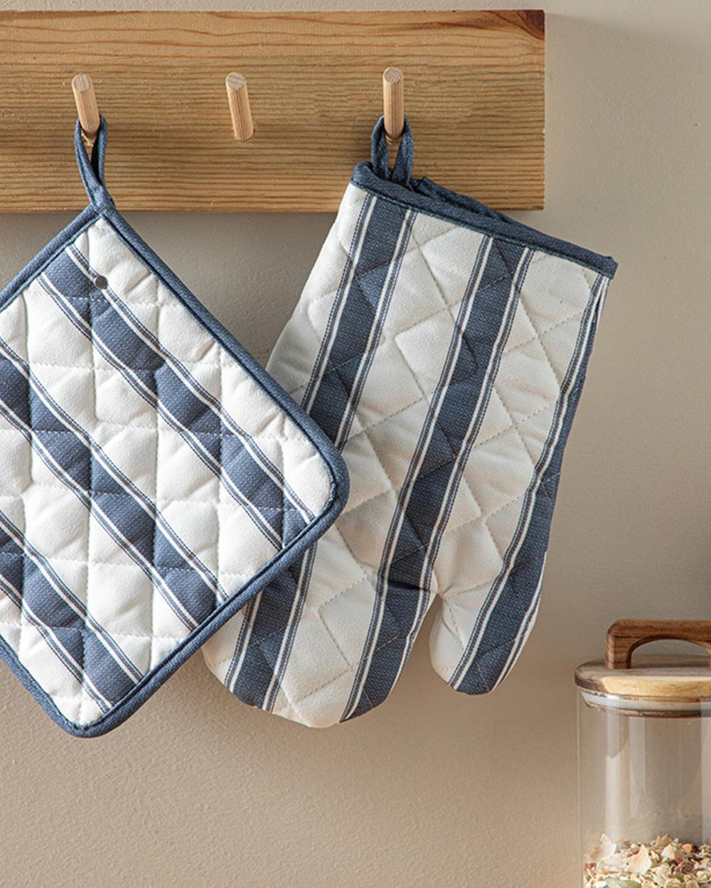 Blue Lines Polyestere 2 Set Kitchen Set 17x30 cm+20x20 cm Dark Blue