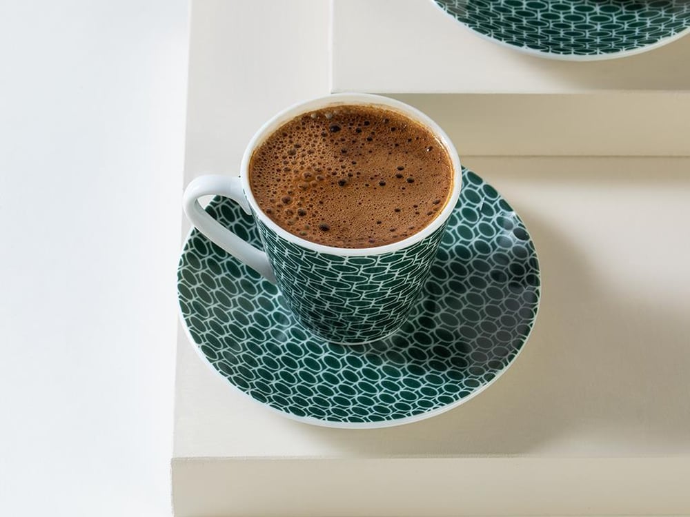 Porcelain 4 Parça 2 Kişilik Coffee Cup Set 80 ml Green