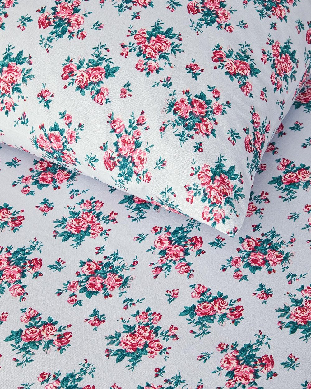 Set husa de pilota cu fete de perna, King Size, Rose Harmony, bumbac, 240x220 cm/50x70 cm, bleu