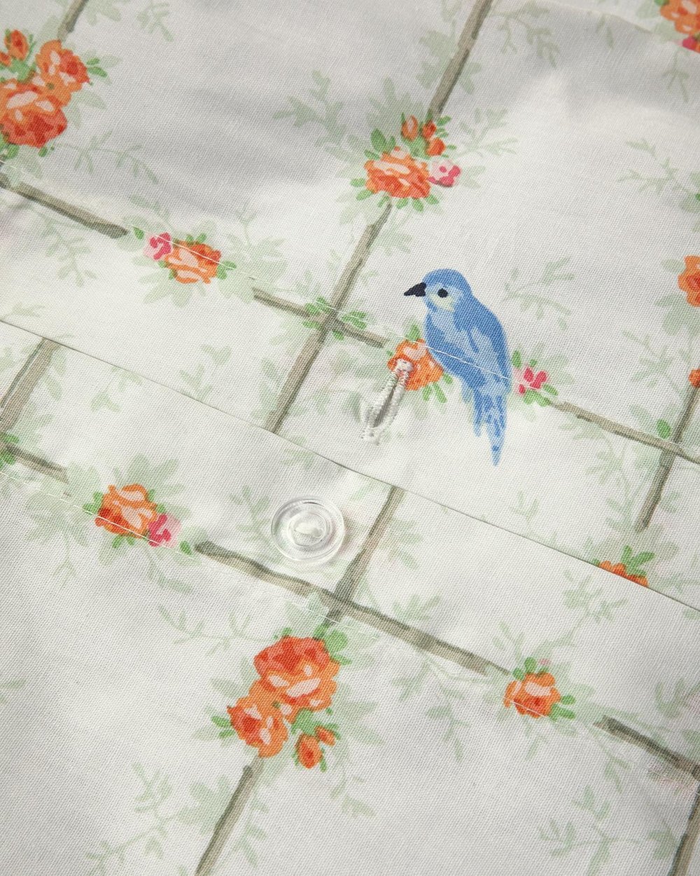 Set husa de pilota si fata de perna pentru o persoana, Mystery Birds, bumbac, 160x220 cm/50x70 cm, verde