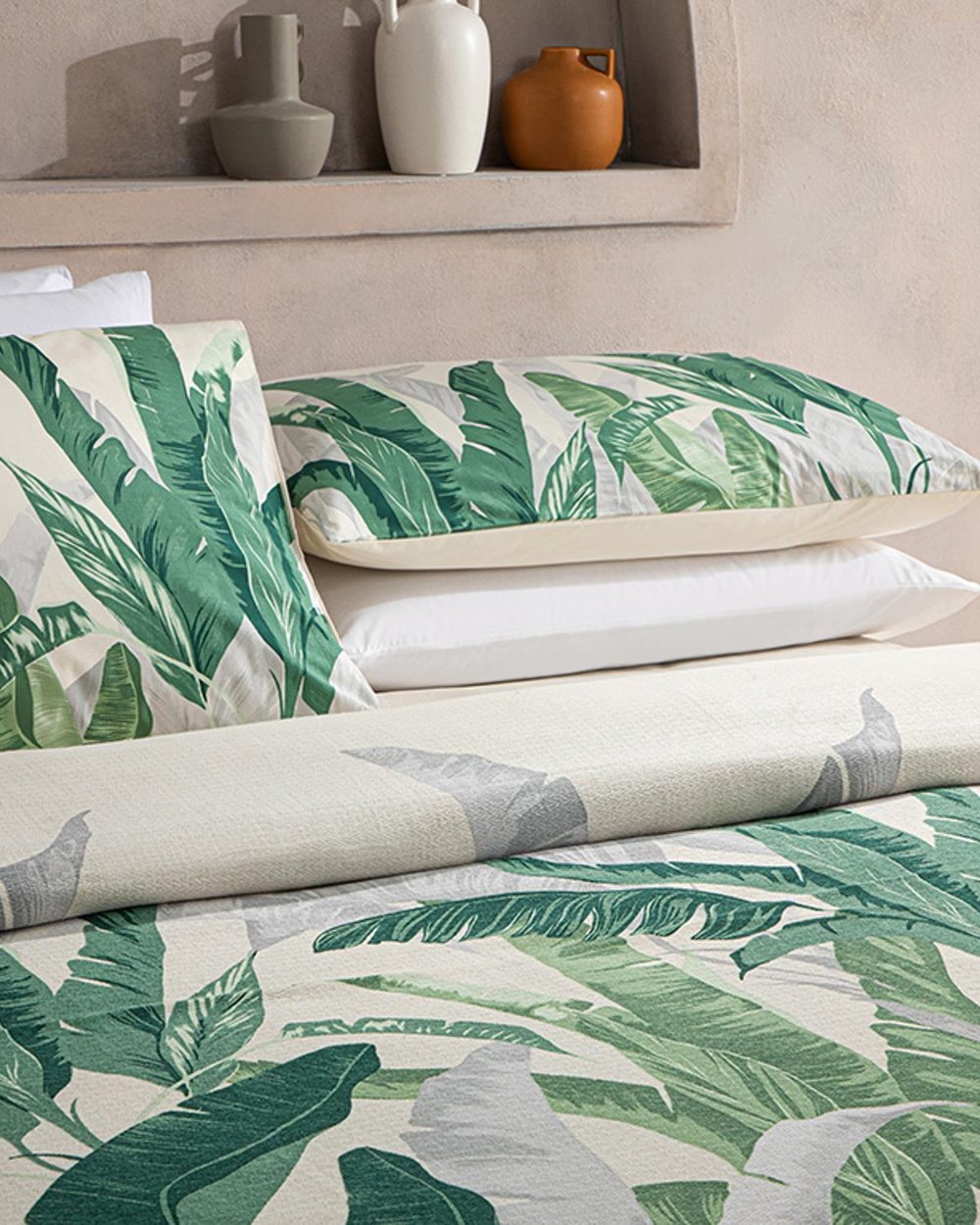 Set pătură subțire cu față de pernă, pentru o persoană, Exofolium, bumbac, 150x220 cm, verde