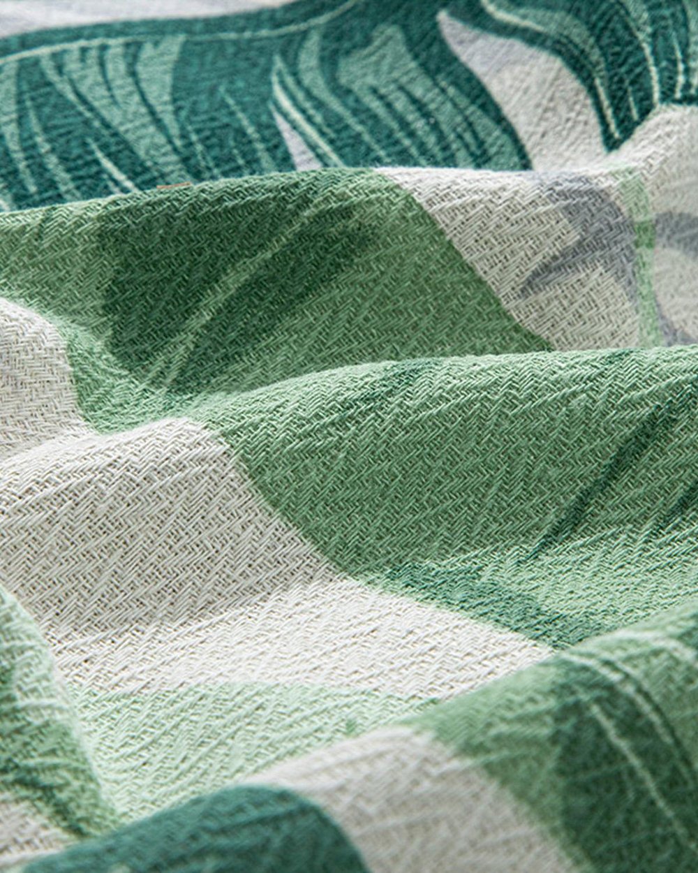 Set pătură subțire cu față de pernă, pentru o persoană, Exofolium, bumbac, 150x220 cm, verde