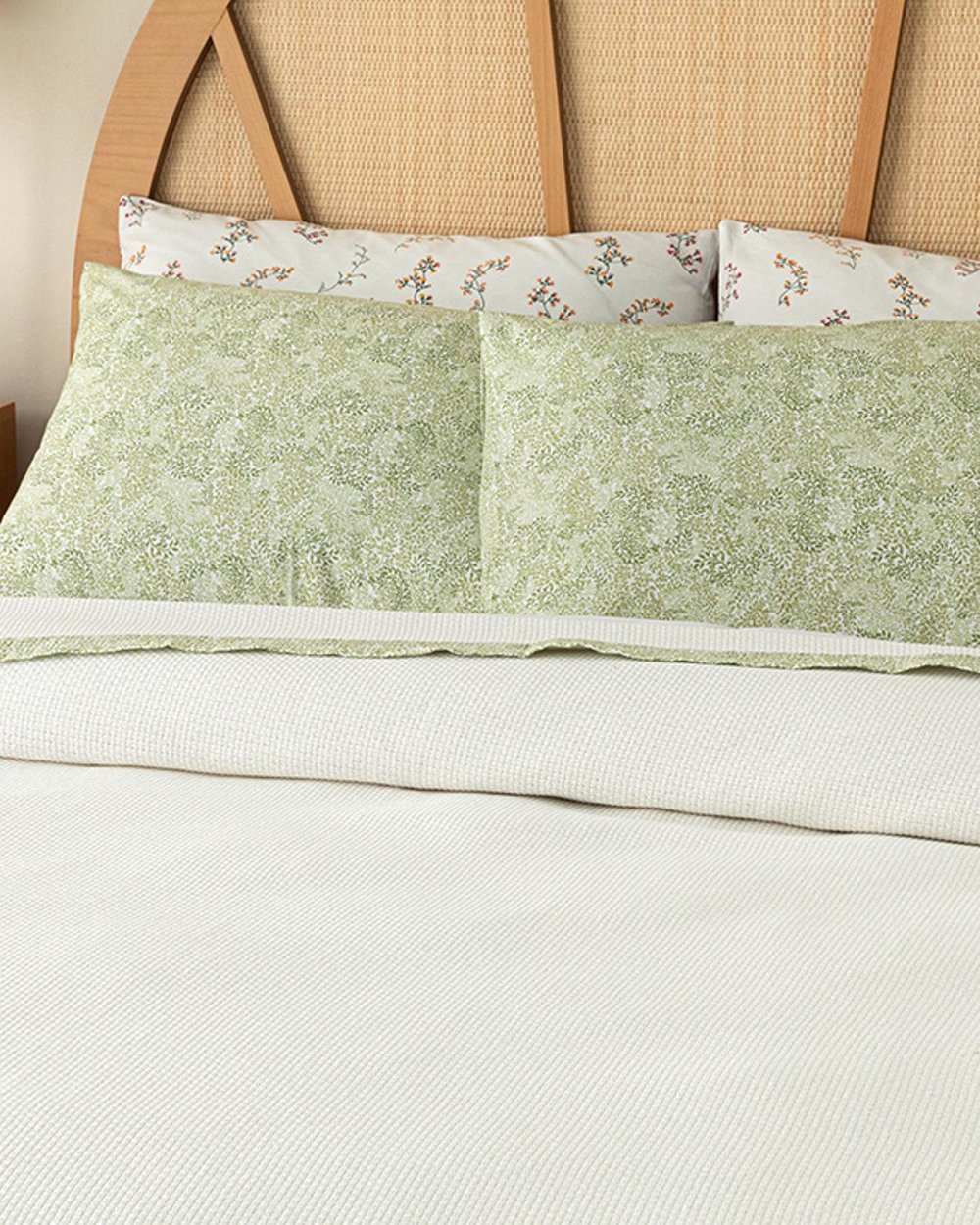 Greens Desenli Biyeli For One Person Summer Blanket Set 150x220 cm Ecru